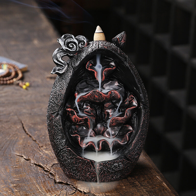 Authentic Store Sản Phẩm Mới Dụng Cụ Đốt Nhang Gỗ Đàn Hương Chảy Ngược Bằng Nhựa Dụng Cụ Khuếch Tán Hương Thơm Trào Ngược Hoa Sen Sáng Tạo Phụ Kiện Trang Trí Nhà Cửa Nepal Phật Tây Tạng