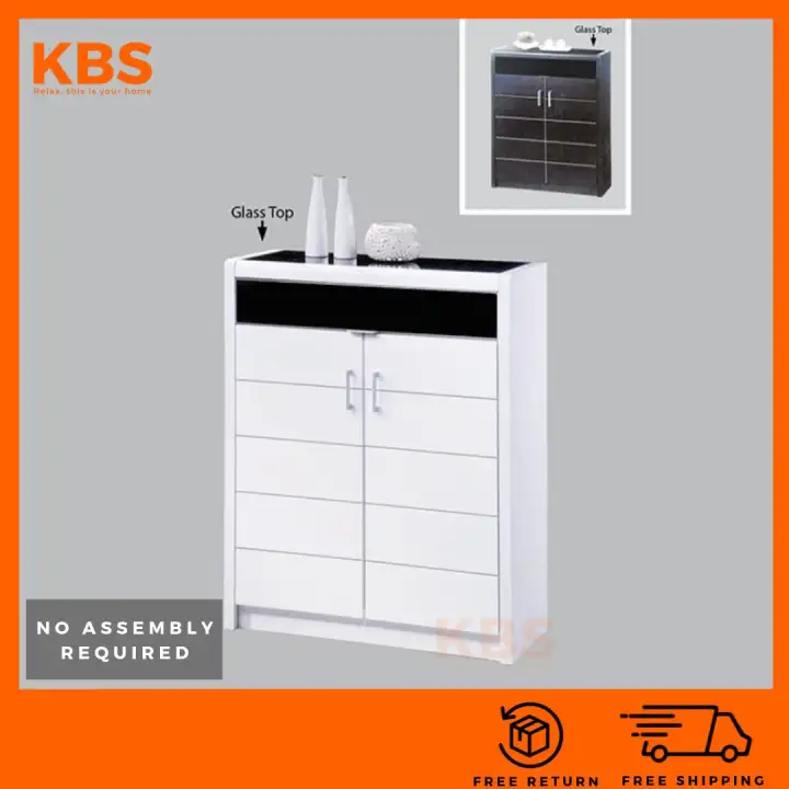 Free Shipping Kbs Premium Glass Top 2 Door Shoe Cabinet Shoe