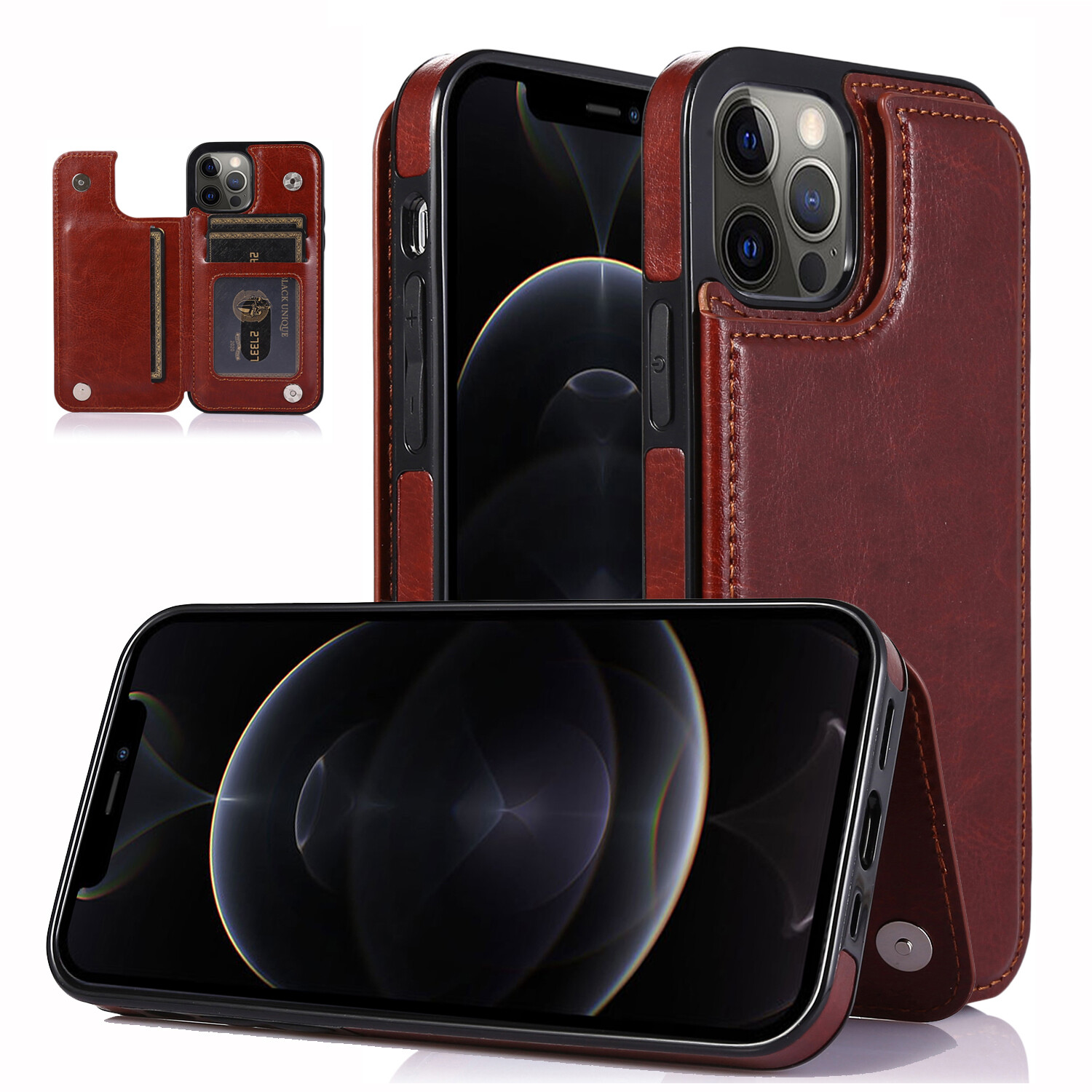 for iPhone 15 Pro Max Wallet Case with Card Holder, PU Leather Card Slots Double Magnetic Case for iPhone 15 Plus/14 Plus/14 Pro Max/12 Pro Max/13 Pro Max/11 Pro Max/XS Max/XR/XS/X/7/8/SE/7 Plus/8 Plus