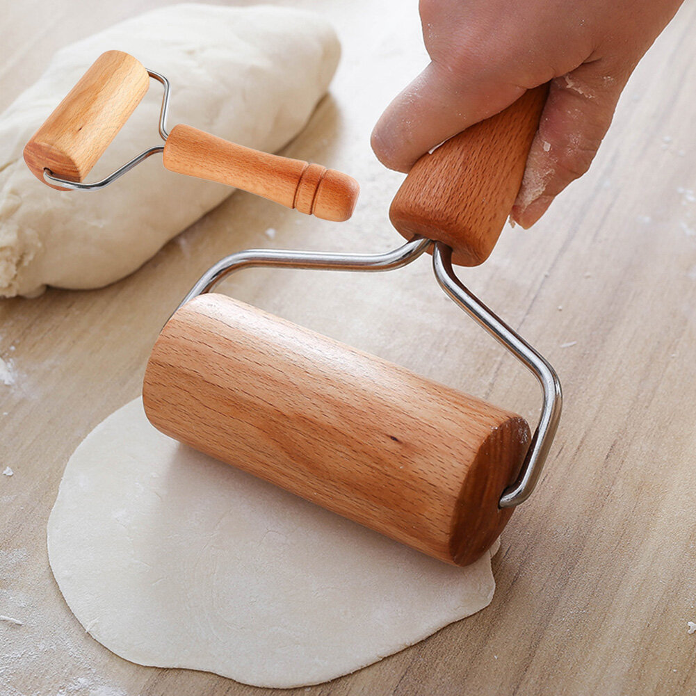Terylin Wooden Rolling Pin Push Dough Roller Fondant Cookie Pizza Kitchen Baking Tool