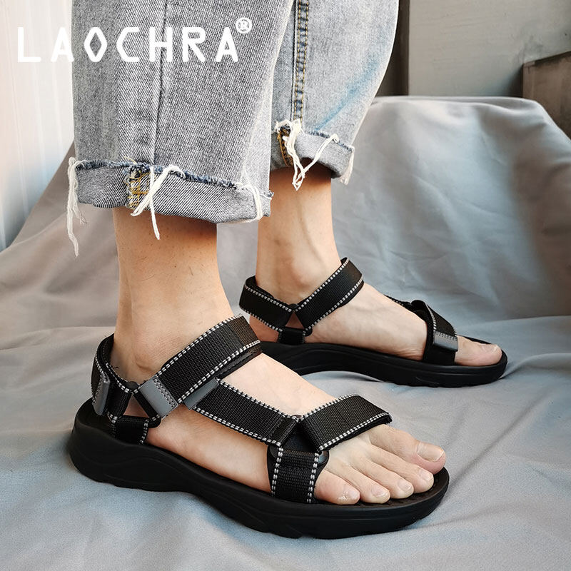 LAOCHRA Summer Sandals Men Fashion Korean Lightweight Beach Sandals Big Size 39-45 Non Slip Black Shoes Men Roman Men Shoes