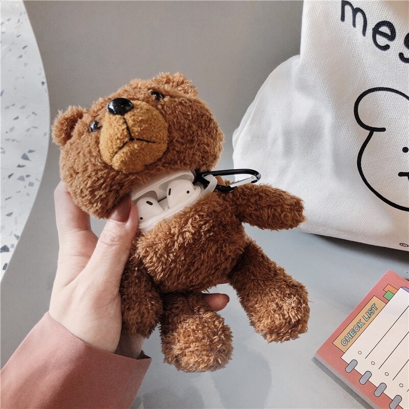 【 Hot Sale】 Autumn Winter Plush Doll Bear ForAirPods 3 Case Silicone Soft Wireless Bluetooth Earphone Shell For Airpods 1 2 Pro Case