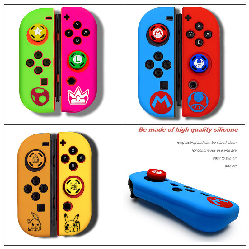 VAORLO Protective Case for Nintend Switch Joycon Cover Solft Silicone Case with Thumbstick caps for Nintendo Switch Controller Grip Joy-con Cover