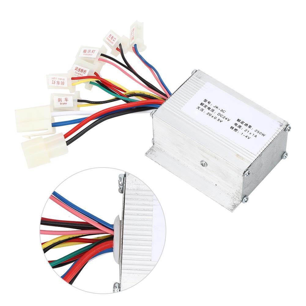 24V250W Brush E-Bike Controller and Long Line Universal Thumb Throttle Grip Set Accessory