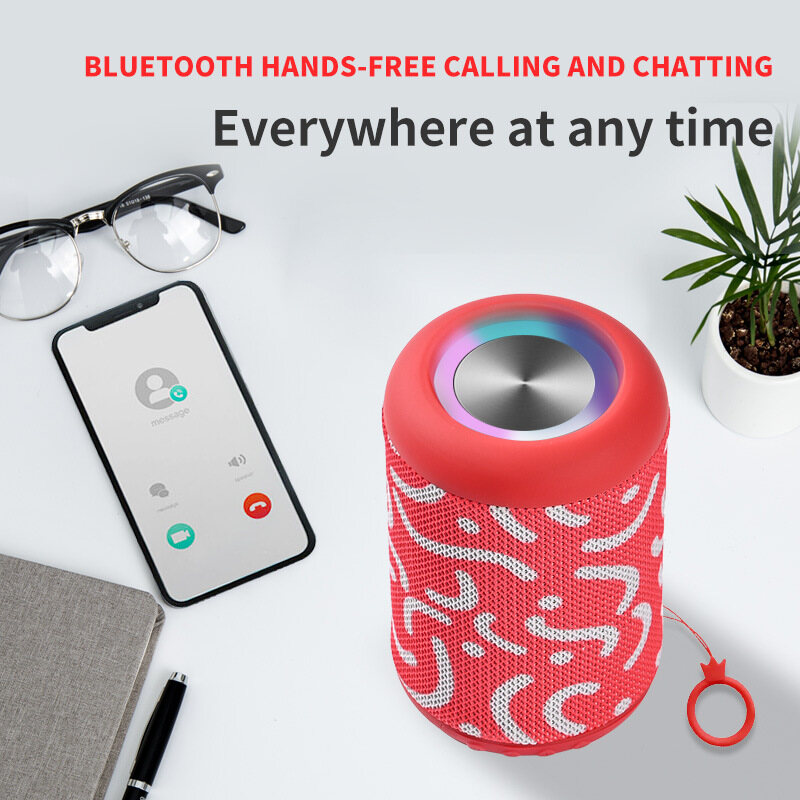 DISOUR 2022 New Waterproof Round Fabric Wireless Bluetooth Speaker Portable Creative Wireless Speaker Gift Outdoor Home Subwoofer XD300