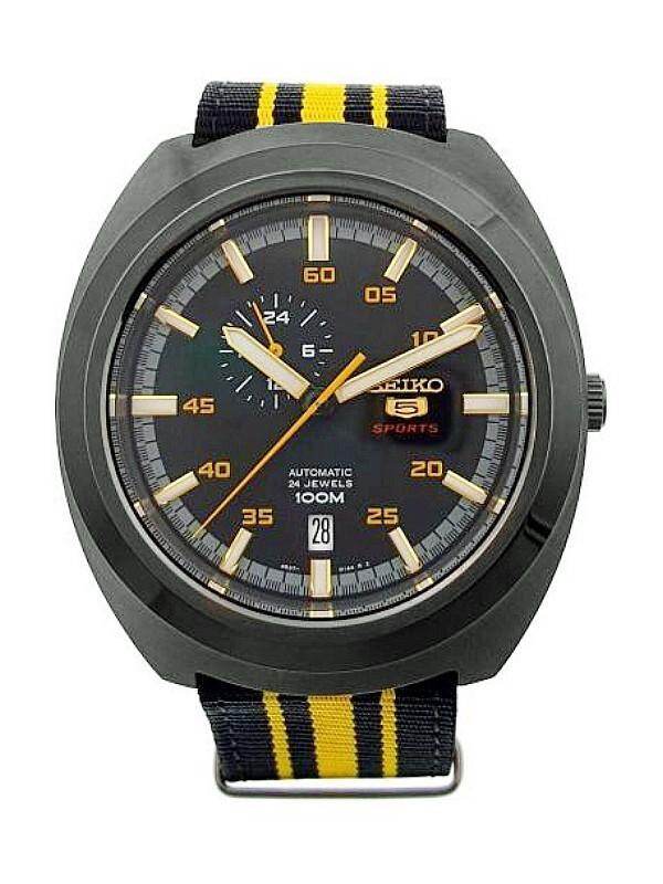 SEIKO 5 Sports Men Automatic Black Stainless Steel Case Yellow Black Nato  Nylon Strap Sport Watch SSA289K1 | Lazada