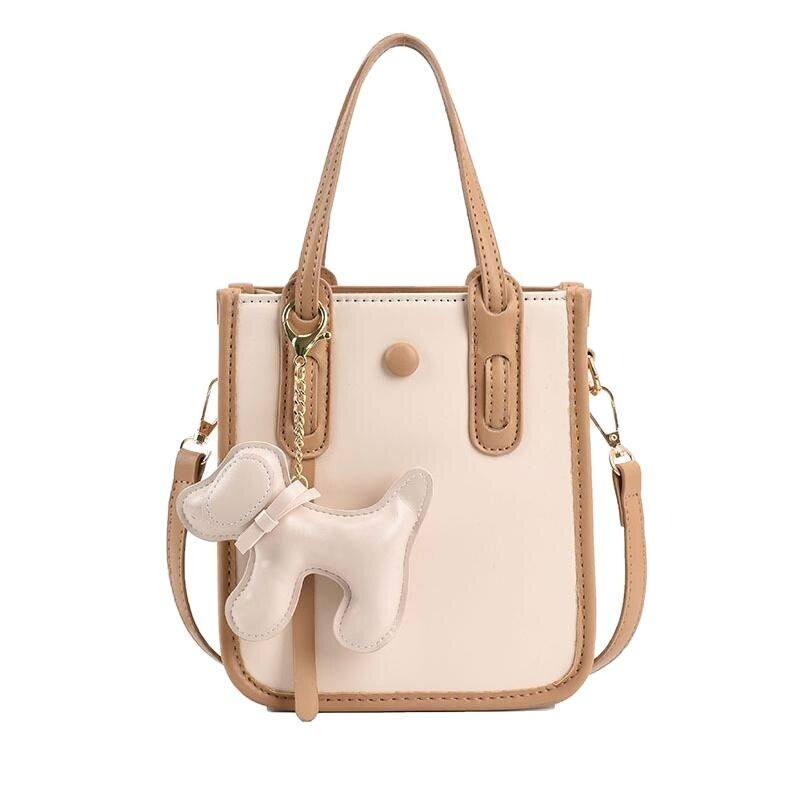 IELGY messenger bag women's color matching trendy all-match niche cute pendant small square bag