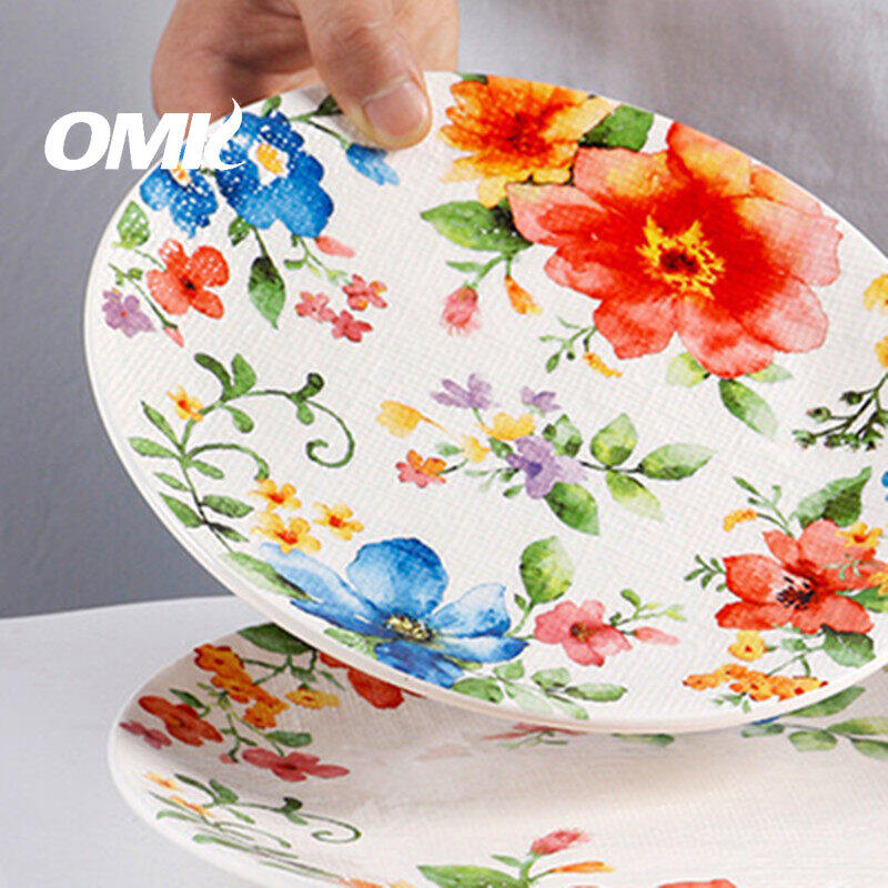 Omk mùa xuân loạt gốm 14 inch hình chữ nhật đĩa phẳng để thức ăn Salad món tráng miệng khay đĩa