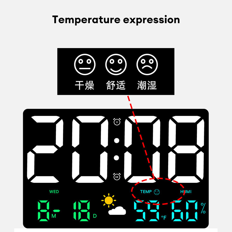 Large screen wall clock, pressure sensing, temperature and humidity, weather clock, multifunctional color weather clock