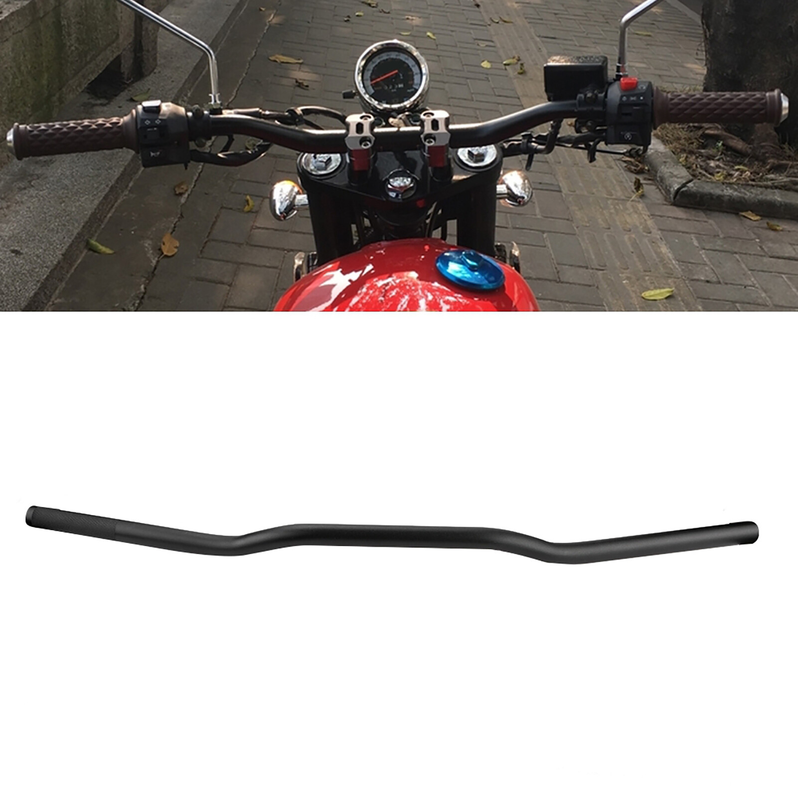 Motorcycle Handlebar Universal 22mm Diameter CNC Aluminum Alloy Retro Motorcycle Modified Handlebar Flat