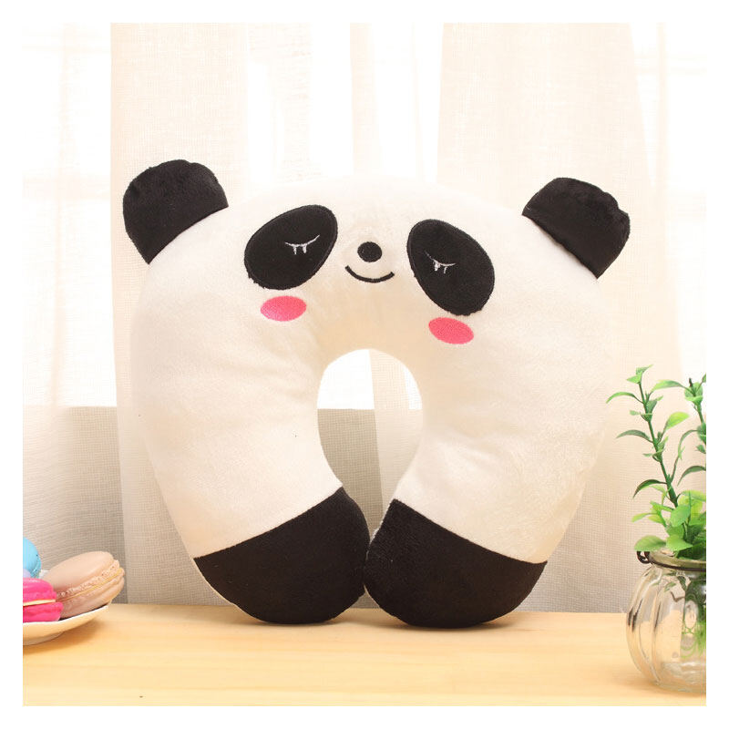 QFDI Cartoon plush U-shaped pillow PP cotton naps office dual-use neck pillow child's pillow