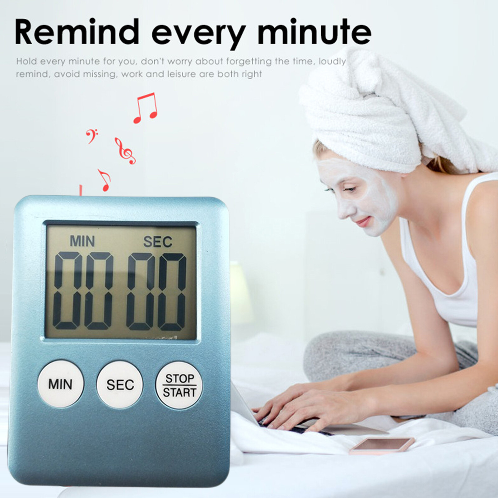 Farfi Cooking Timer Practical Smooth Surface ABS LCD Screen Magnetic Baking Reminder for Kitchen Fashion Baking Reminder