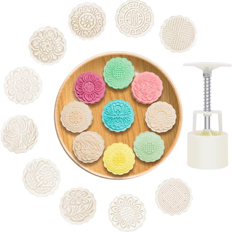 100g 10pcs Cookie Stamps Moon Cake Mold Set DIY Cookie Press Mid Autumn Festival Decor Cake Cutter Mold