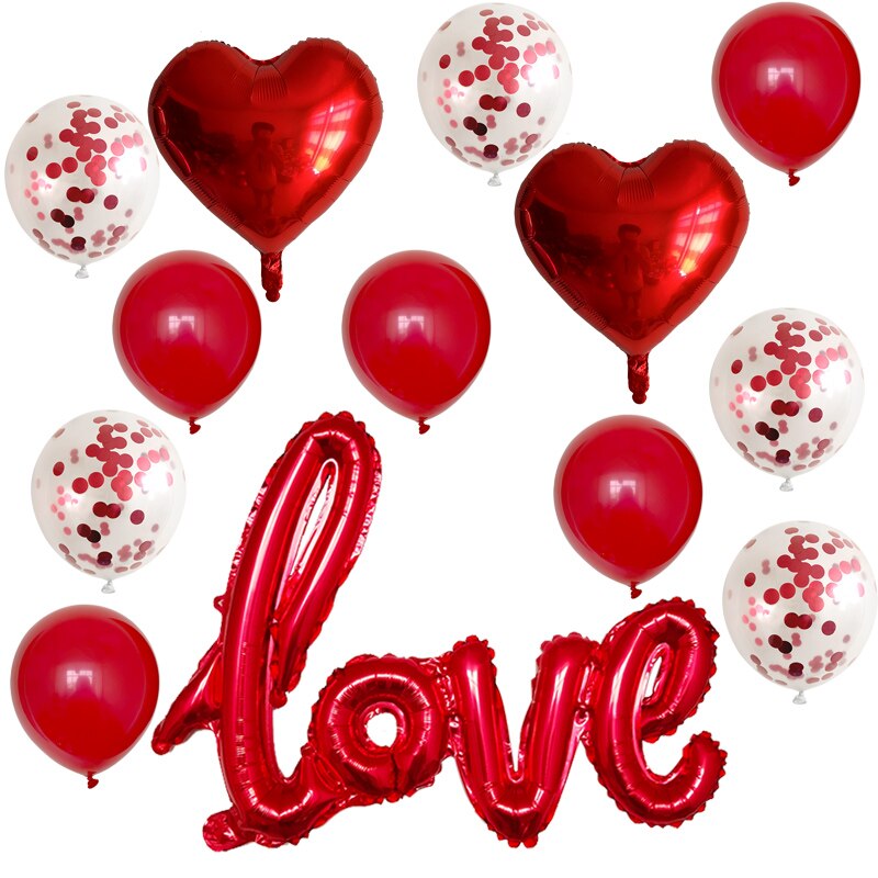1set Romantic Wedding I Love You Heart Foil Balloons Heart Ballons ...