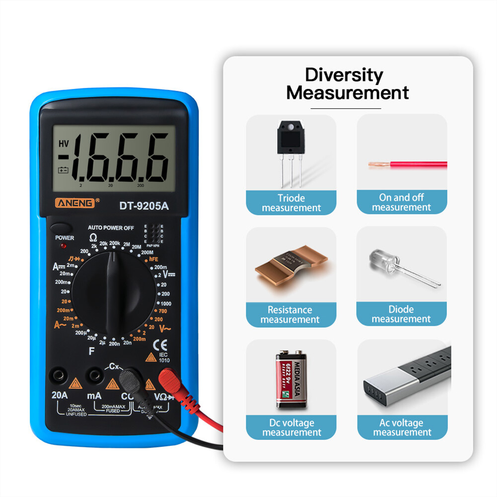 【ANENG】ANENG DT-9205A Vôn Kế Kỹ Thuật Số Đồng Hồ Đo Điện Áp Máy Đo Điện Trở