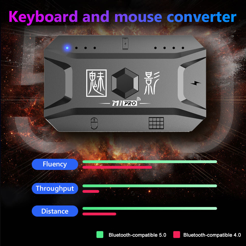 M1PRO Plug and Paly Gamepad Mobile Controller Gaming Keyboard and Mouse Adapter Converter Bluetooth-compatible 5.0 for Android IOS Phone for PUBG