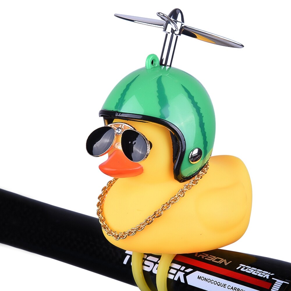 SO-buts Kids Cartoon Shining Duck Lighting Head Bike Horn,Cute Bicycle Lights Bell Horns for Kids and Adults,Bicycle Handlebar Accessories,Funny Cycling Light Rubber Duck Toys,Bicycle Bell