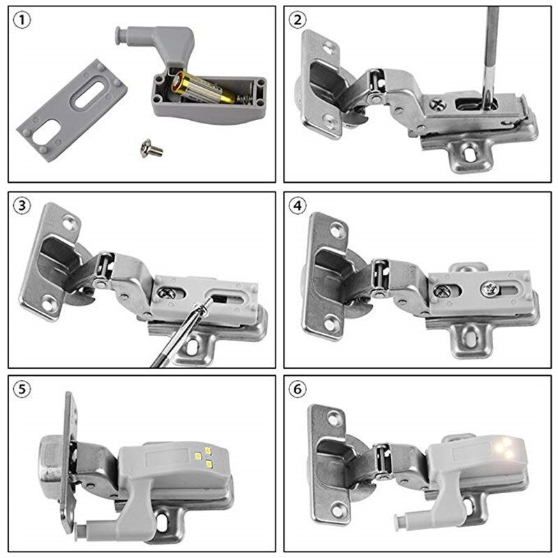 Đèn LED Tủ Cảm Ứng Thông Minh Đèn Bản Lề Bên Trong Tủ Chén Đèn Ngủ Cảm Biến, Cho Tủ Quần Áo Tủ Quần Áo