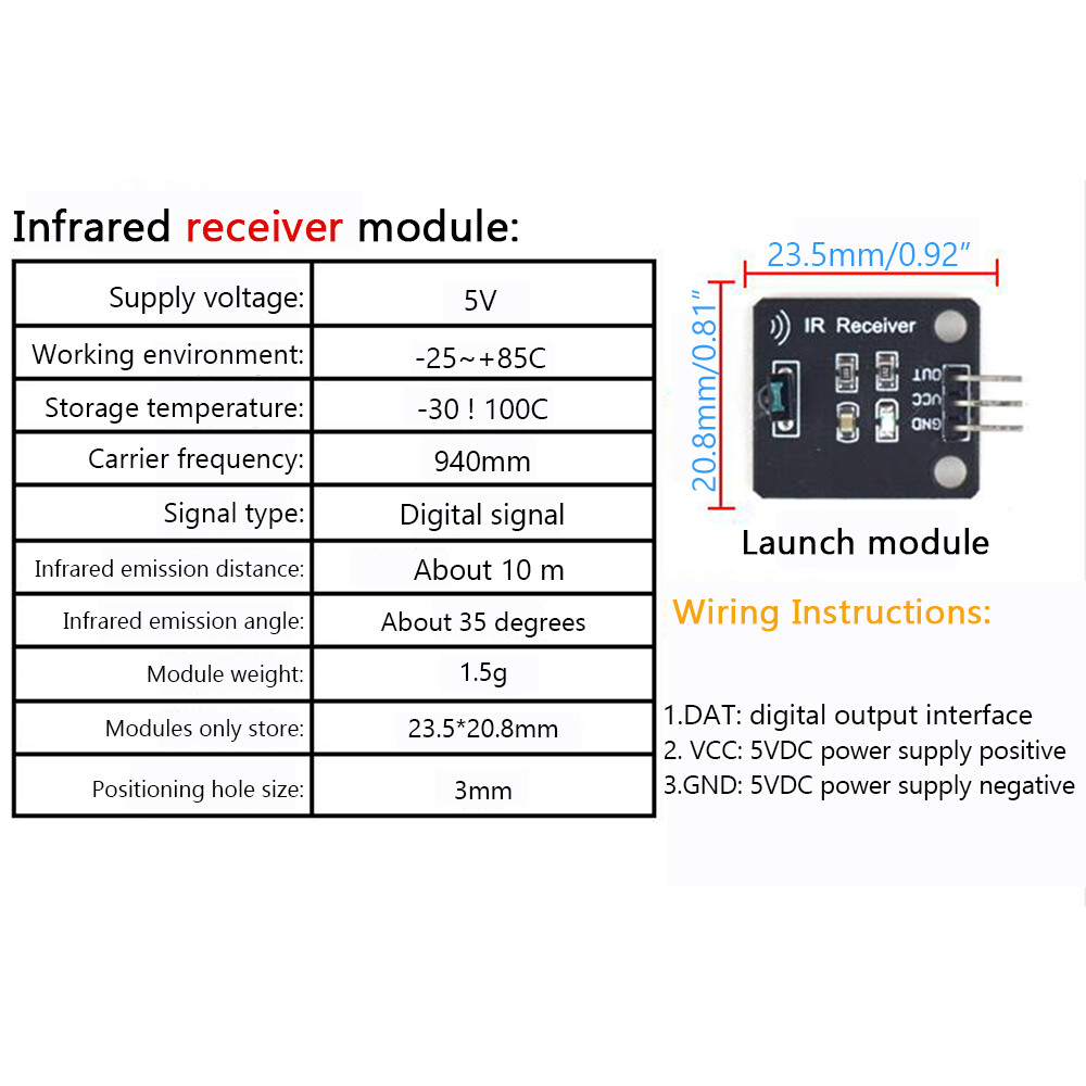 FocusAi  5A Electronic Building Block Digital 38kHz Infrared Receiving and Transmitting Sensor Module for Arduino Electronic Building Block