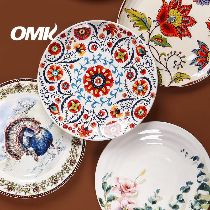OMK American Ceramic 9 inch Dinner Plates