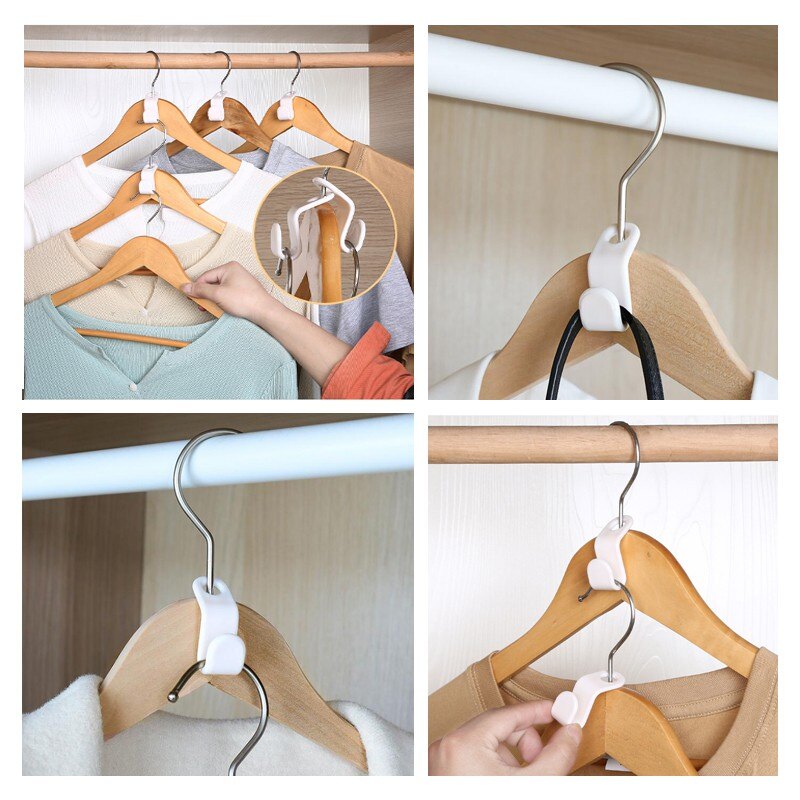 6PCS Mini Clothes Hanger Connector Hooks Cascading Plastic Wardrobe Coat Organizer Rack Holder Space Saving for Closet