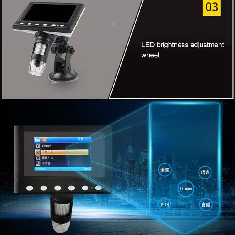 1000X Digital Microscope 4.3" LCD Electronic Rechargeable Video Microscopes Soldering Endoscope Camera Magnifier