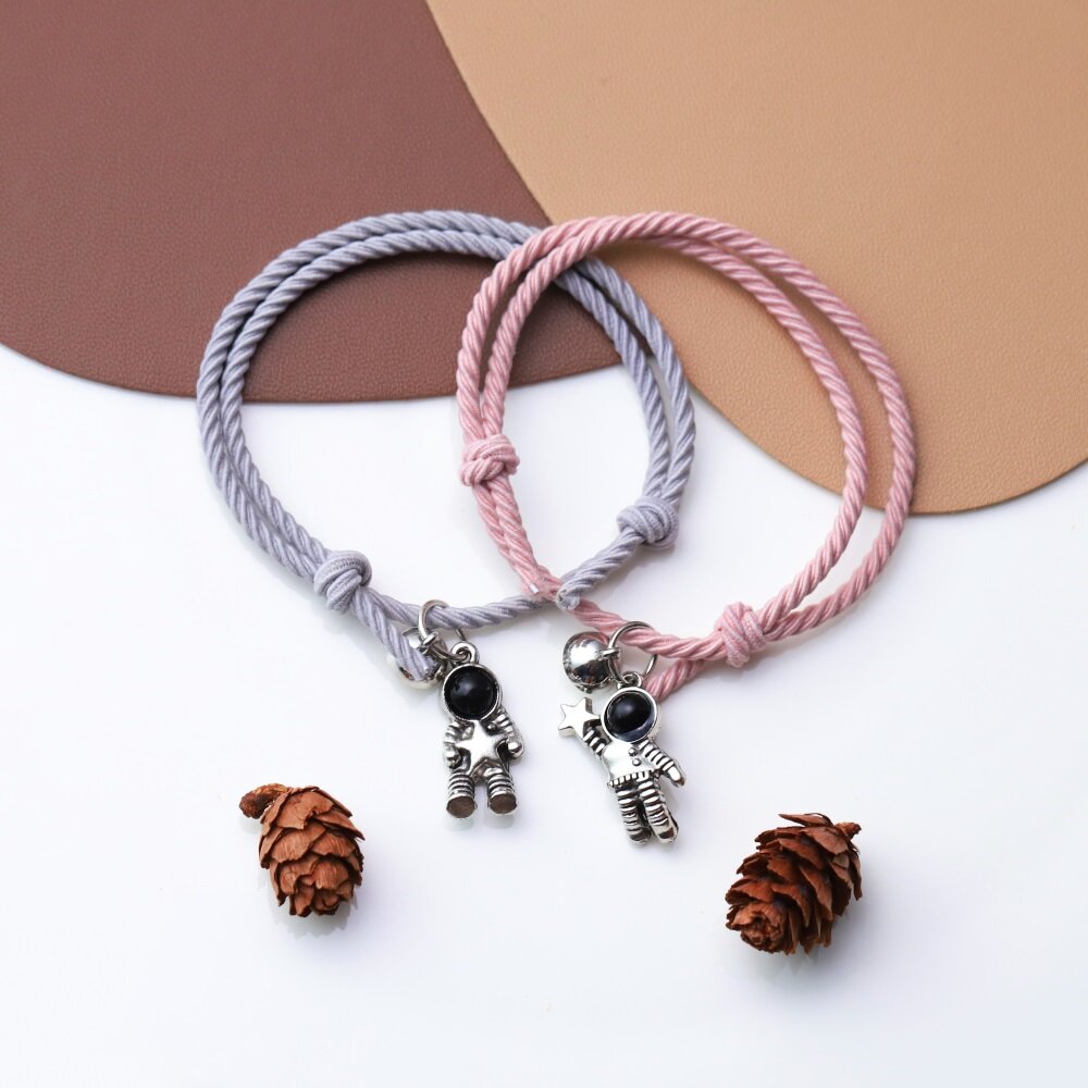 2pcs/1 pair Magnetic Pendant Bracelet Couple Bracelet, Friendship Bracelet Adjustable size