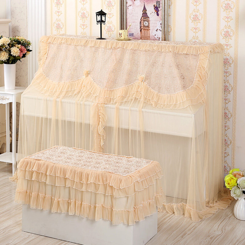 2020-newMore elegant atmosphere ou piano piano cover Europe type cover cover the whole set of dust cover cloth art piano stool cute cartoon Ins Malaysia