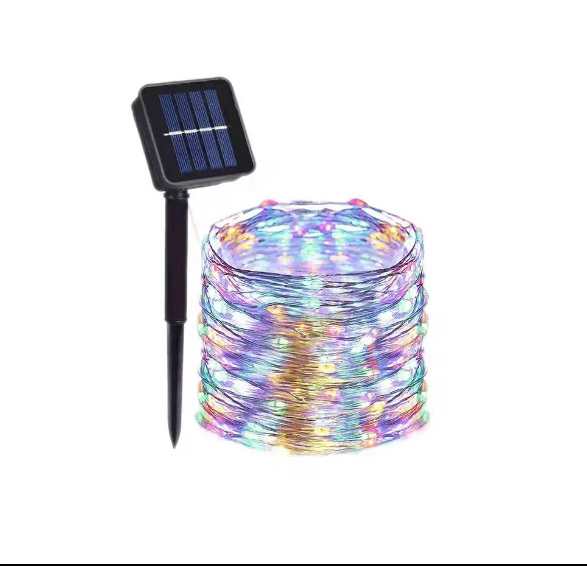 ไฟแฟรี่พลังงานแสงอาทิตย์กลางแจ้ง LED 50-300 8โหมดลวดทองแดงไฟคริสต์มาสของตกแต่งงานแต่งงานสวนต้นไม้กันน้ำ