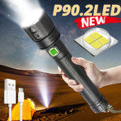 Super Bright XHP90.2 LED Flashlight - USB Chargeable Tactical Light