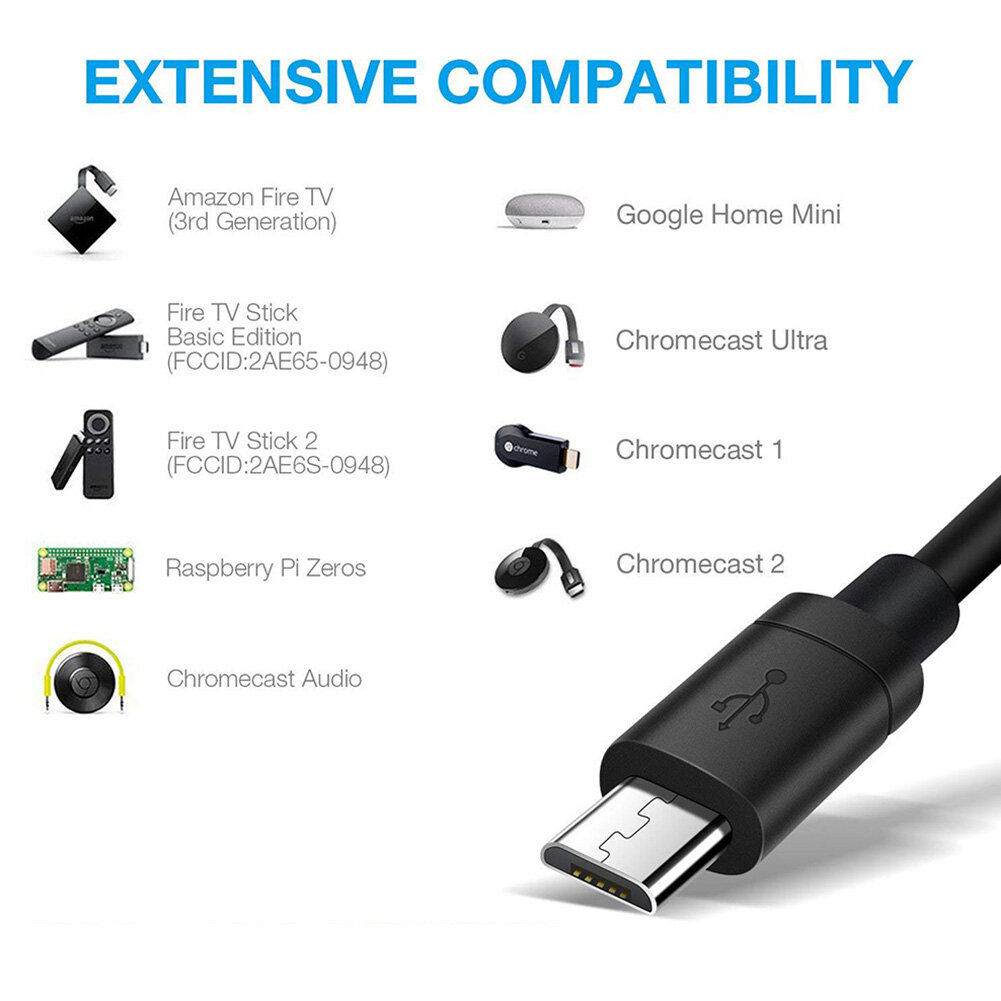 Ethernet Adapter for Amazon Fire TV Stick Google Home Mini Chromecast Ultra 2 1 Micro USB