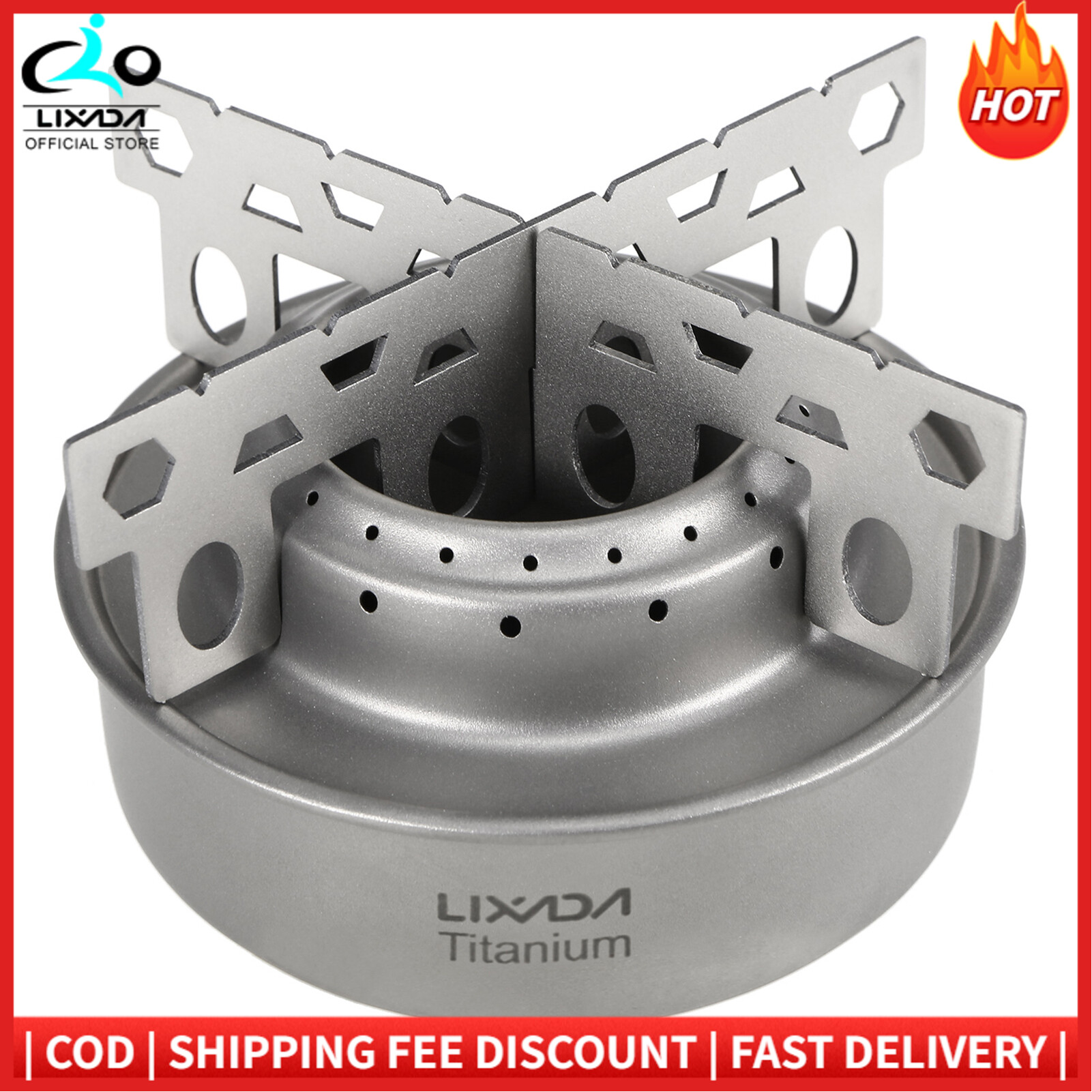 LIXADA Outdoor Camping Titanium Mini Al-cohol Stove with Cross Stand Stove Rack Support Stand