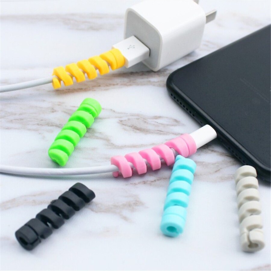 Cáp Xoắn Ốc Bảo Vệ Dây Dữ Liệu Cuộn Chỉ Silicon Cáp Sạc USB Type-C Android Điện Thoại Di Động Bảo Vệ