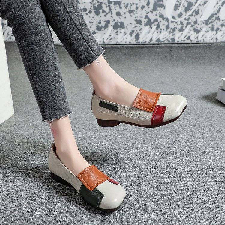 Loafers Women Mules Leather Shoes Casual Flat Shoes Mary Jane Vintage Korean Shoes For Women Slippers INS New