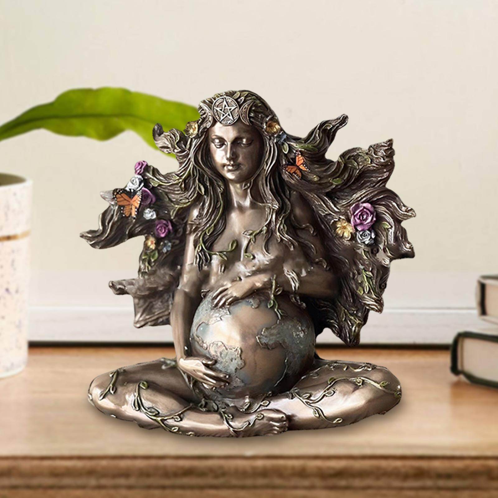 Colaxi Resin Mother Earth Statue Gaia Figurine Window Tabletop Living Room Bedroom