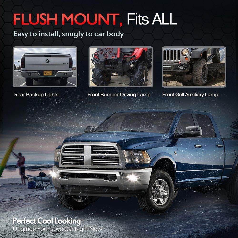 Off Road Back Flood Led Work Light Bar Mictuning 2Pcs 18W Flush Mount Led Pods