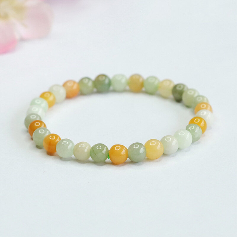 TIMESWIND Simple Natural A-grade Jade Multicolor Round Beaded Women Bracelet with Certificate