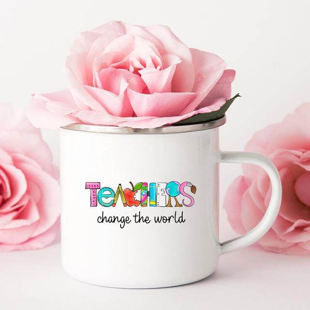 Teacher Change ThePrint MugsCoffee Cups Drinks Water Milk Enamel MugHome Handle Drinkware Teacher Gifts