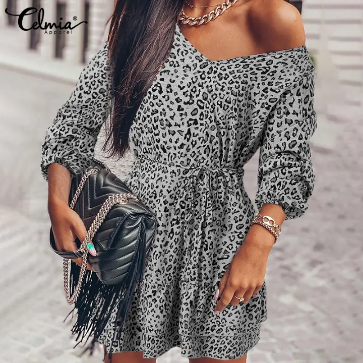 womens leopard print shirt dress
