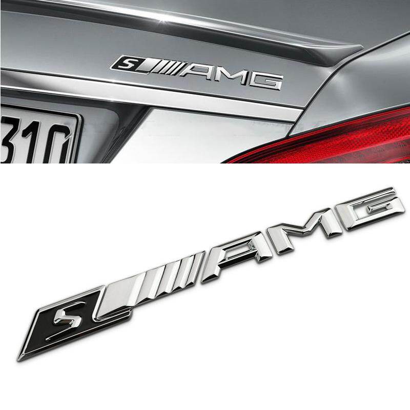 1 miếng dán trang trí chữ ô tô miếng dán kim loại thân logo samg màu bạc, biểu tượng phía sau xe huy hiệu decal dành cho mercedes benz amg c200 w210 w211 w203 w204 sls glk w124 w168 g500 s320 e320