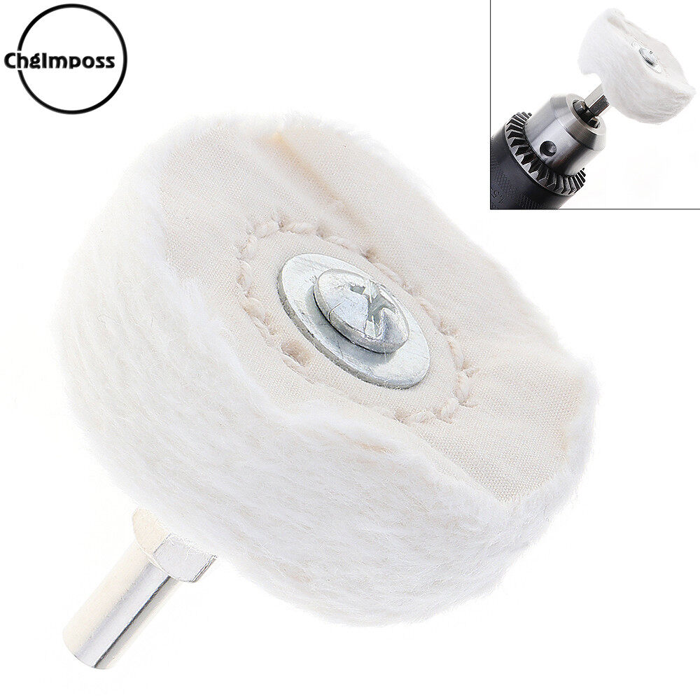 ChgImposs 2 Inch T-shaped White Cloth Polishing Wheel Mirror Polishing Buffer Cotton Pad with 6mm Shank Diameter for Surface Polishing / Grinding
