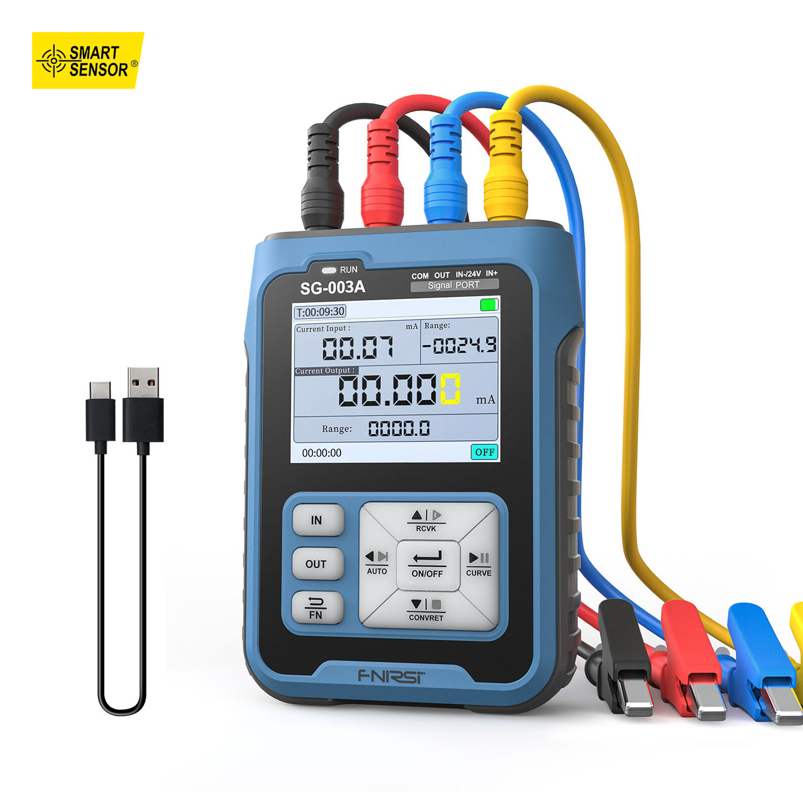 Smart Sensor FNIRSI Portable Handheld 0-10V 4-20mAh Adjustable Current Voltage Simulator Signals Generator Sources Calibrator Transmitters with 2.4 Inch LCD Display Screen