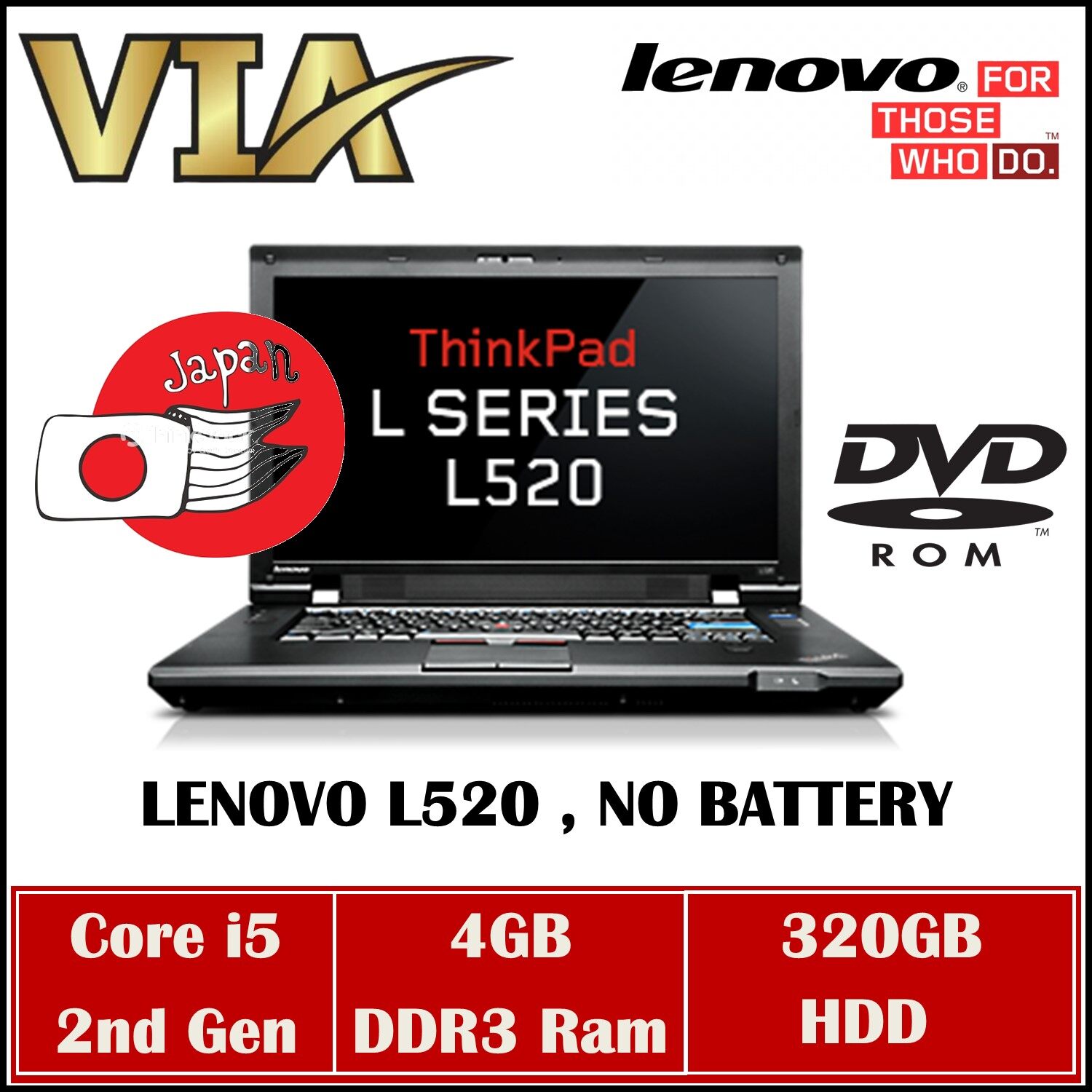 Free Shipping Student Office Laptop Lenovo Thinkpad L5 Corei5 4gb Ram 3gb Win 7 Dvd No Battery Lazada