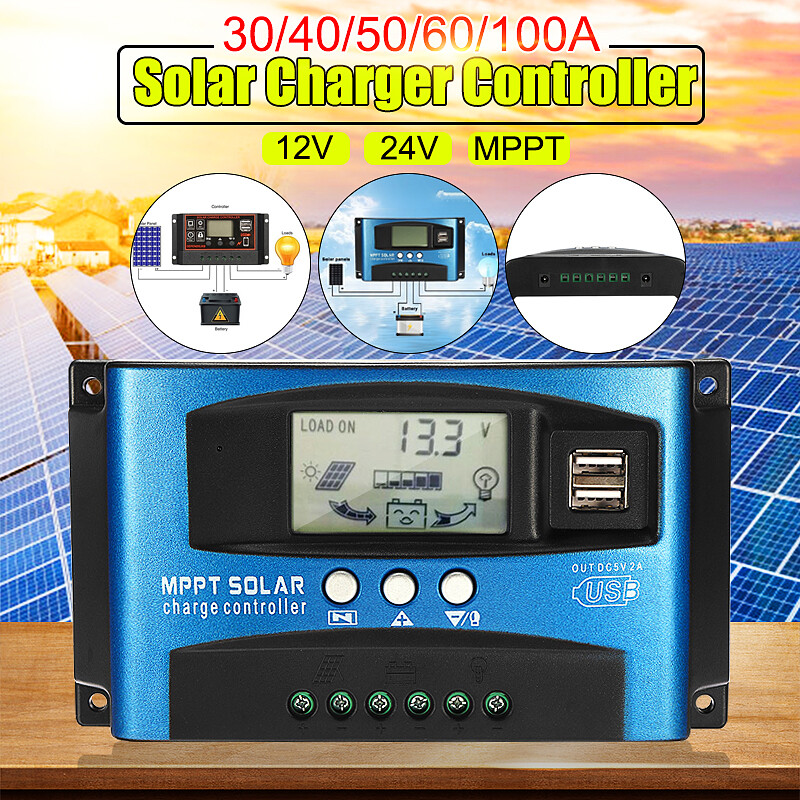 MPPT 40/50/60/100A 12/24V Solar Panel Regulator Charge Controller Solar Control