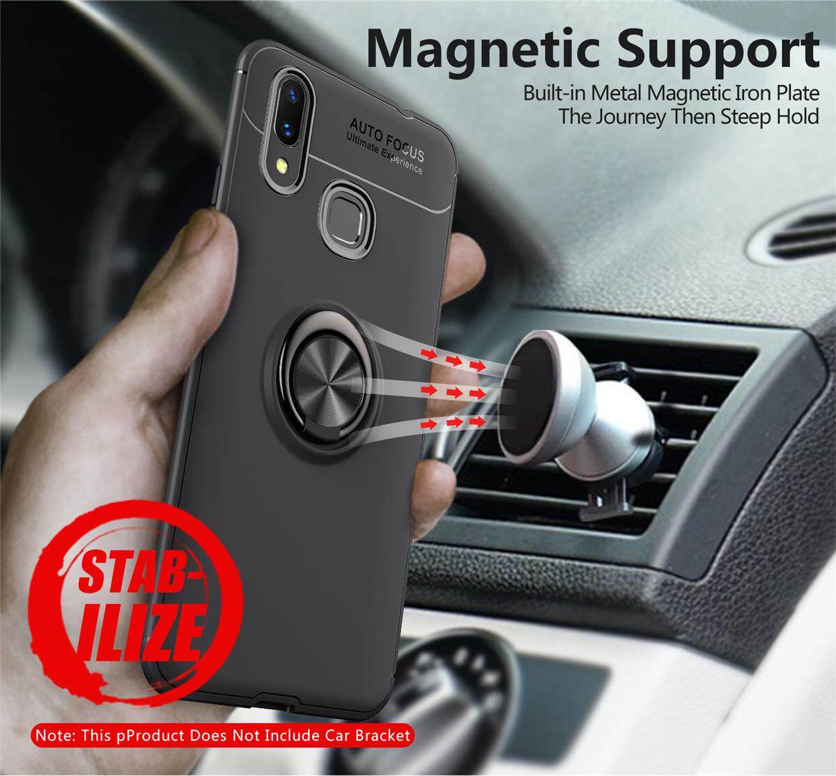 for XIAOMI Max3 Case [Blue Metal Ring] Soft TPU Case Back Cover Shell, with 360° Rotating Ring Holder Kickstand, Can work with Car Mount, Impact Resistant