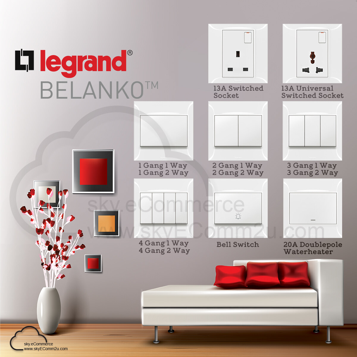 LEGRAND Belanko S Series 13A Switch Socket Outlet & Switches / Soket ...