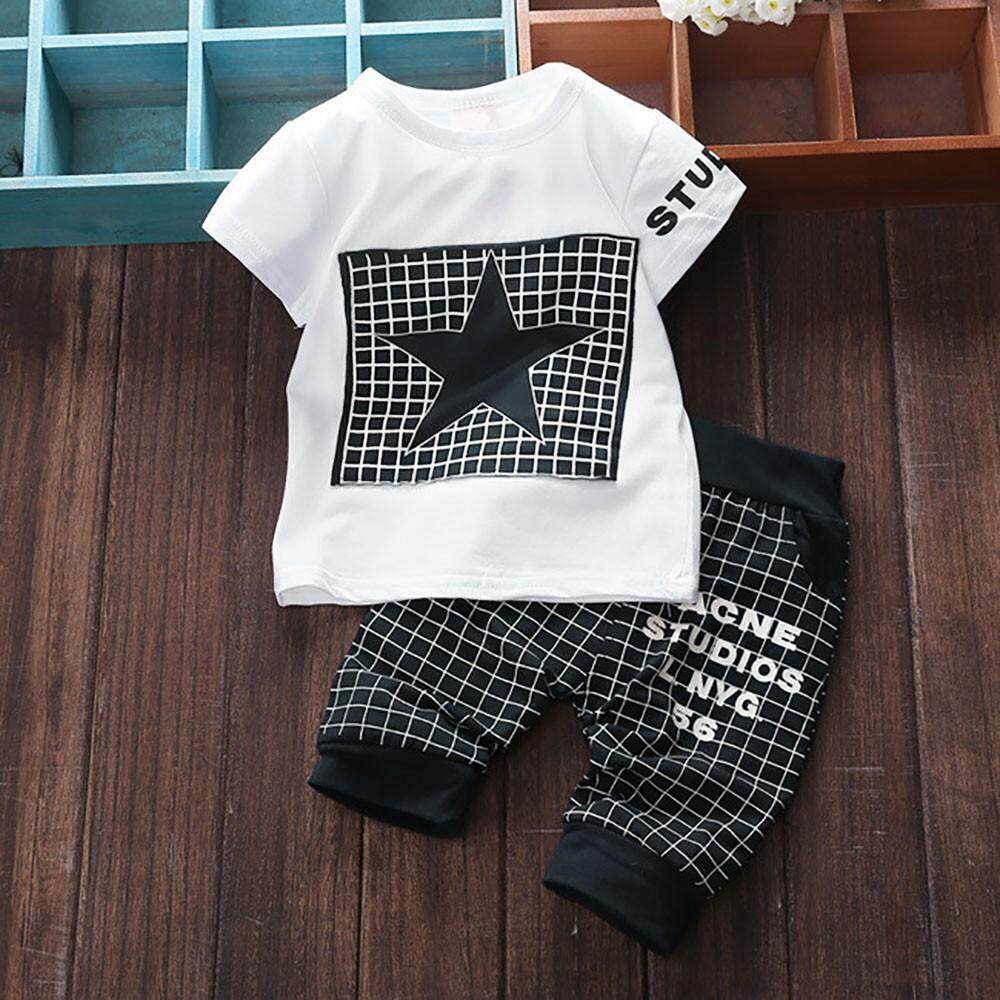 Toddler Baby Kids Boy Girl Outfits Letter Print T-shirt Tops+Pant Clothes Outfit