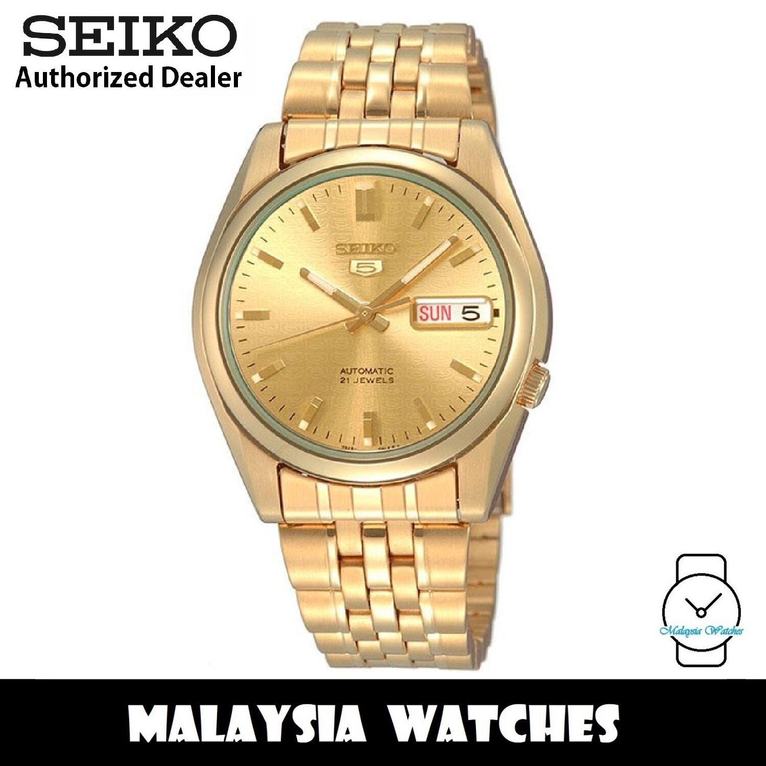 Seiko 5 SNK366K1 Automatic See thru Back Gold Dial Gold Tone