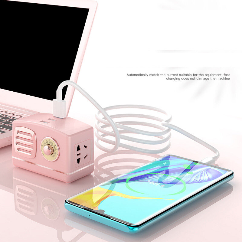 XIAOMIMIJIA Retro row plug with usb socket led soft light indicator light exquisite and practical multi-purpose home office desktop socket