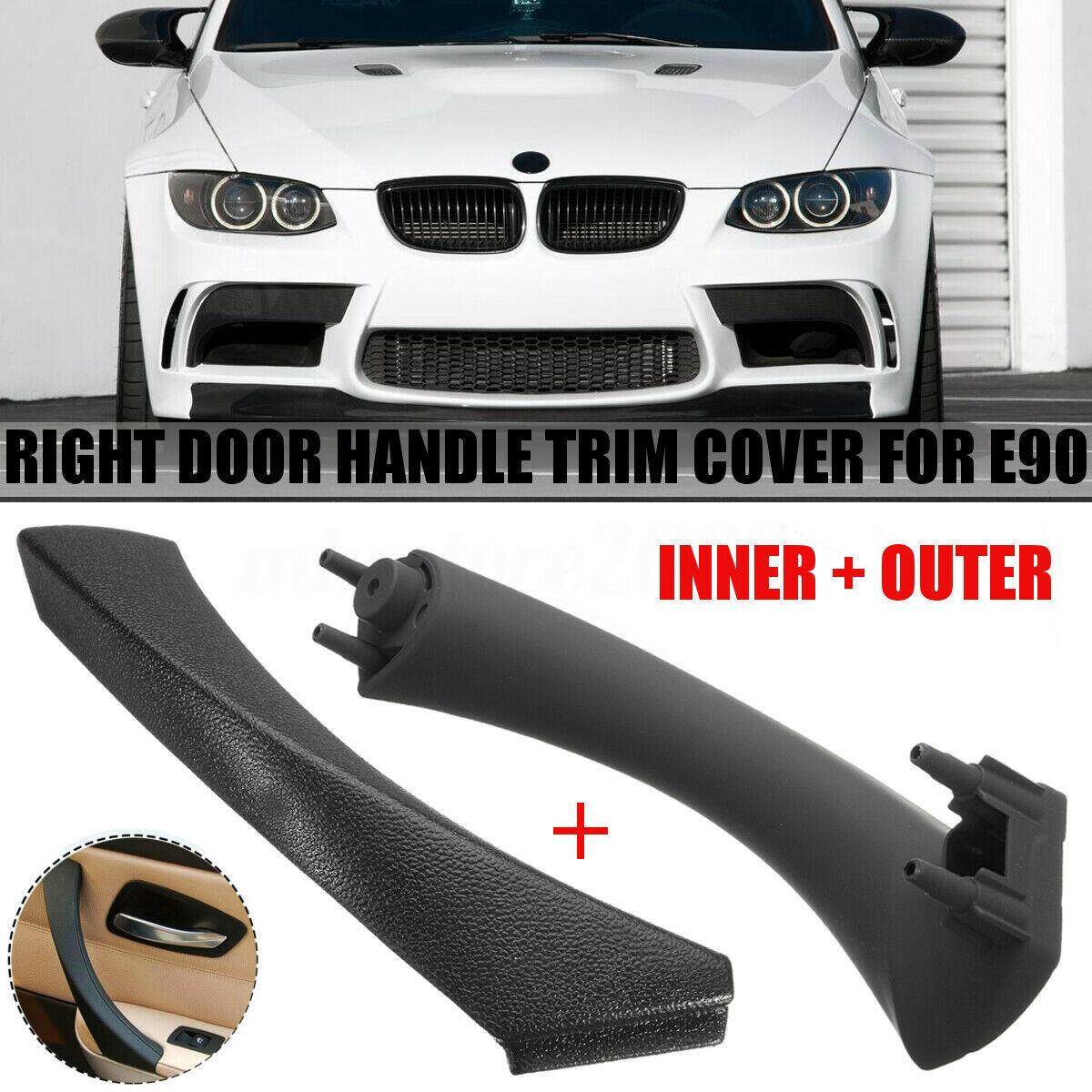Black Right Inner Door Panel Handle Pull Trim Cover fits for BMW E90 3-Series S